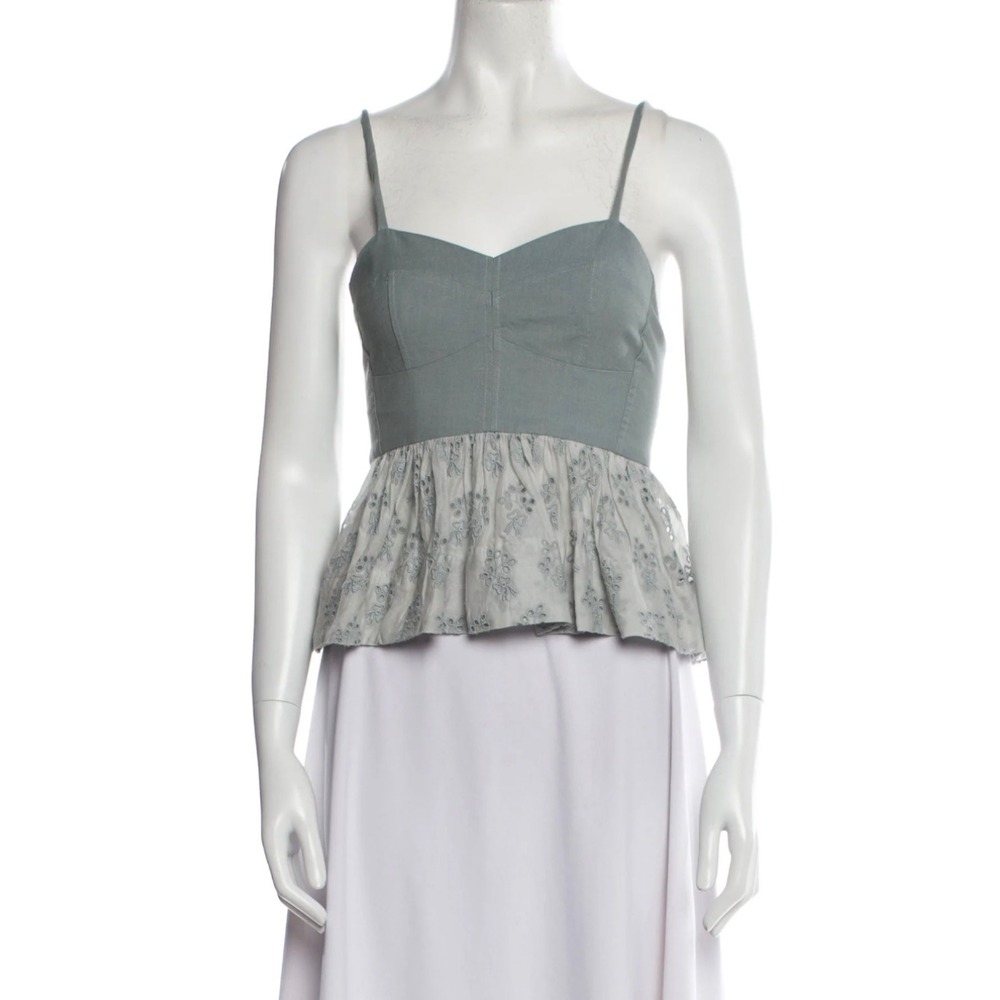 The Great Camelia‎ Blue Tank Top Size Large Cropped Eyelet Festival NEW